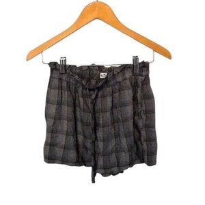 Hollister Shorts Womens S Plaid Gray White Elastic Waist Preppy Stretch Y2K